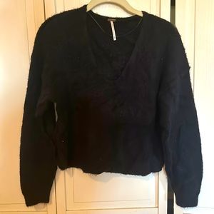 Free people princess v-neck sweater (black- XS)